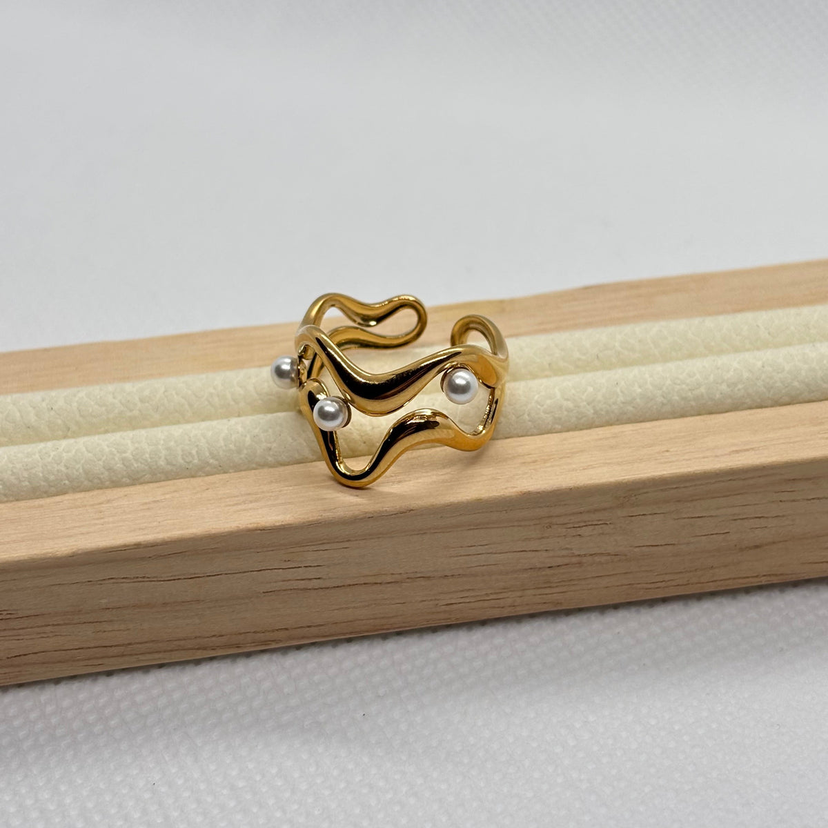 Wave Pearl Accent Ring